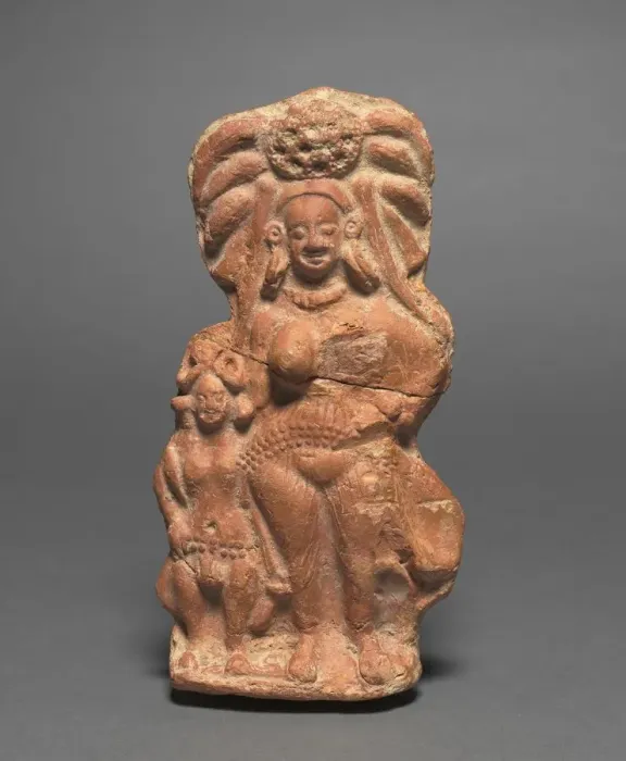 Framed Print : Nature Divinity (Yakshi) with Dwarf Hermaphrodite, c. 100 BC. Creator: Unknown Framed Print : Nature Divinity (Yakshi) with Dwarf Hermaphrodite, c. 100 BC. Creator: Unknown