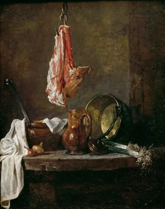 Framed Print : Nature morte au carré de viande, 1730. Creator: Chardin, Jean-Baptiste Siméon (1699-1779) Framed Print : Nature morte au carré de viande, 1730. Creator: Chardin, Jean-Baptiste Siméon (1699-1779)
