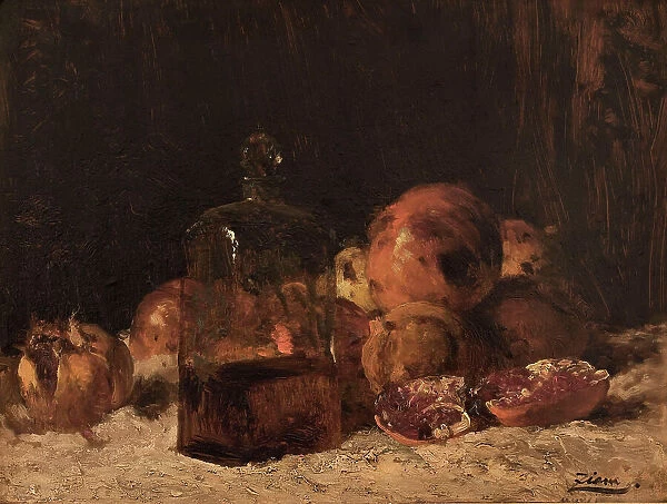 Nature morte au flacon et aux grenades, between 1860 and 1865. Creator: Felix Francois Georges Philibert Ziem