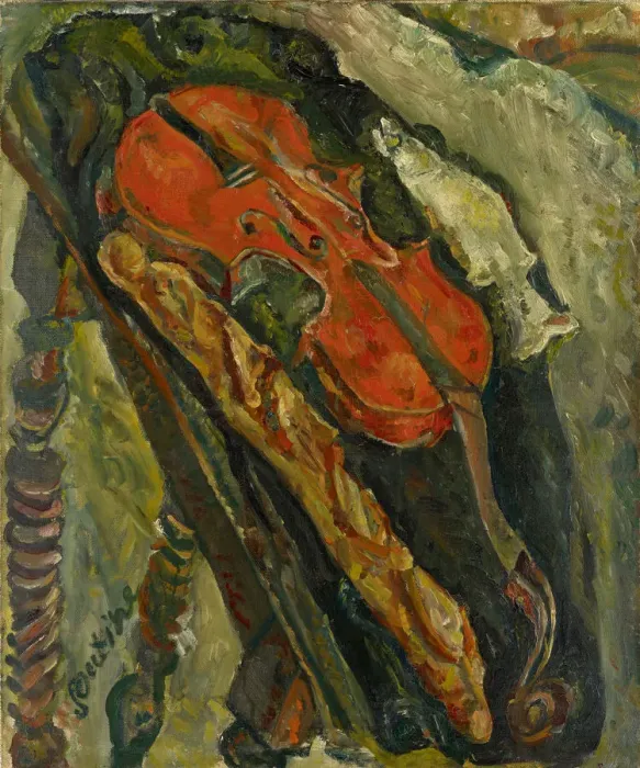 Framed Print : Nature morte au violon, pain et poisson (Still life with violin, bread and fish), c Framed Print : Nature morte au violon, pain et poisson (Still life with violin, bread and fish), c