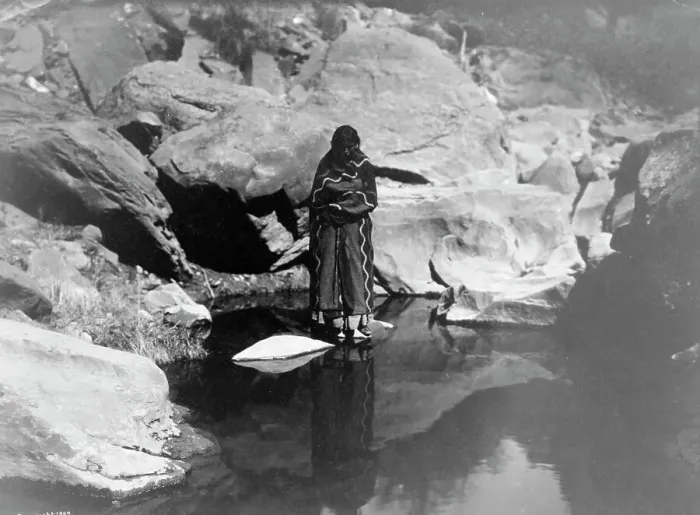 Framed Print : Nature's mirror-Navaho, 1904, c1904. Creator: Edward Sheriff Curtis Framed Print : Nature's mirror-Navaho, 1904, c1904. Creator: Edward Sheriff Curtis