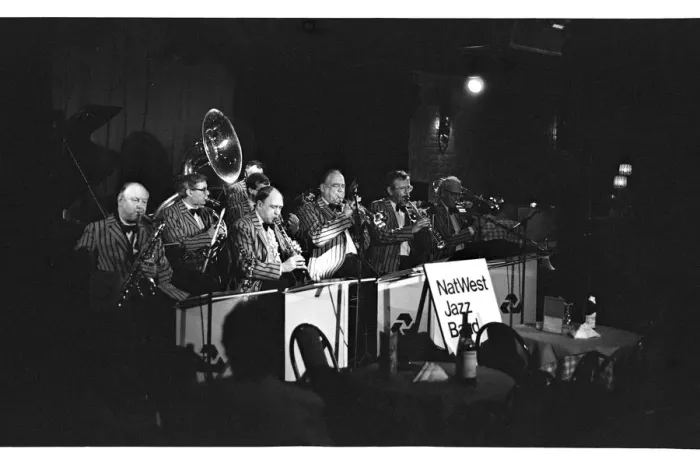 Framed Print : NatWest Jazz Band, Ronnie Scotts, Soho, London, 1987. Artist: Brian O Connor Framed Print : NatWest Jazz Band, Ronnie Scotts, Soho, London, 1987. Artist: Brian O Connor