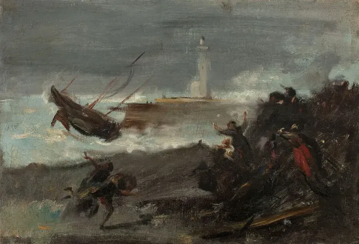 Framed Print : Naufrage dans le port de Dieppe, 1873. Creator: Jean-Baptiste Carpeaux Framed Print : Naufrage dans le port de Dieppe, 1873. Creator: Jean-Baptiste Carpeaux