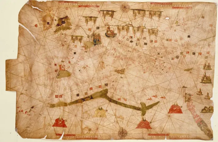 Framed Print : Nautical chart of the Mediterranean Sea, 1508 Framed Print : Nautical chart of the Mediterranean Sea, 1508