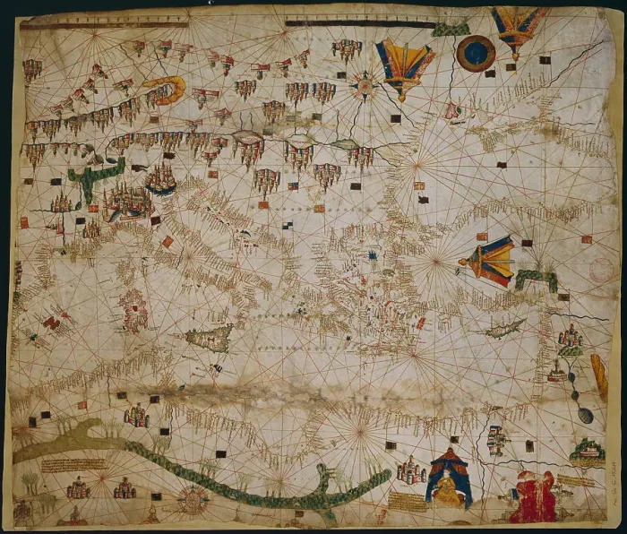 Framed Print : Nautical chart of the Mediterranean Sea and the Black Sea, 1440s. Artist: Rossell (Rosselli), Pere (Petrus) (active 1446-1489) Framed Print : Nautical chart of the Mediterranean Sea and the Black Sea, 1440s. Artist: Rossell (Rosselli), Pere (Petrus) (active 1446-1489)