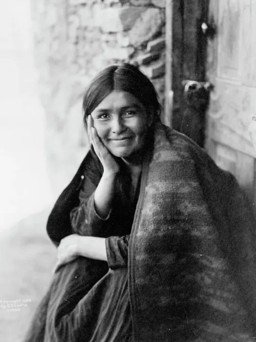 Framed Print : A Navaho smile, c1904. Creator: Edward Sheriff Curtis Framed Print : A Navaho smile, c1904. Creator: Edward Sheriff Curtis