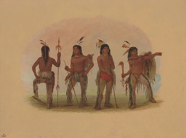Four Navaho Warriors, 1861  /  1869. Creator: George Catlin