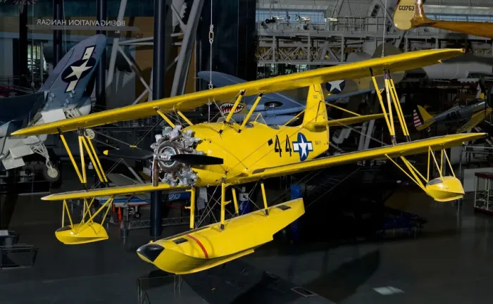 Framed Print : Naval Aircraft Factory N3N-3, 1941. Creator: Naval Aircraft Factory