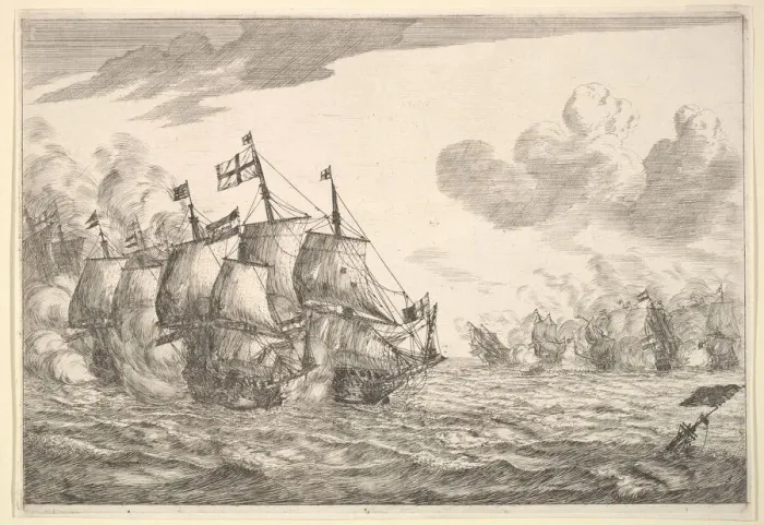 Framed Print : Naval Battle, 17th century. Creator: Reinier Zeeman Framed Print : Naval Battle, 17th century. Creator: Reinier Zeeman