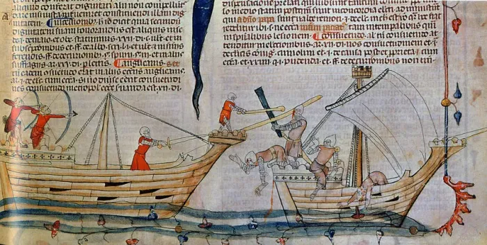 Framed Print : The naval Battle, ca 1340. Artist: Anonymous Framed Print : The naval Battle, ca 1340. Artist: Anonymous