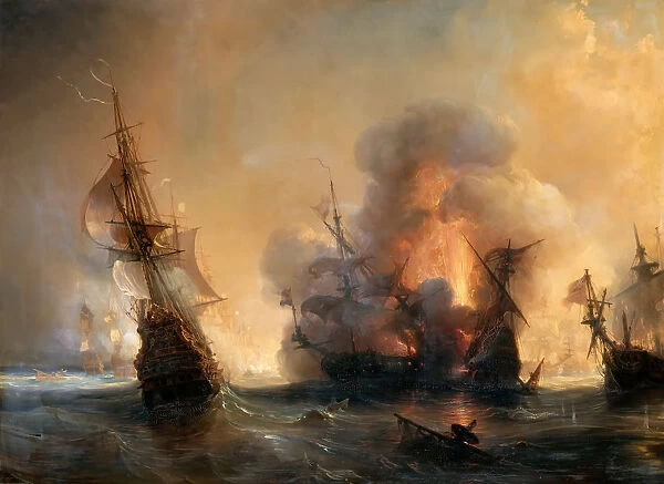 The Naval Battle of Lagos on 27 June 1693. Artist: Gudin, Theodore (1802-1880)