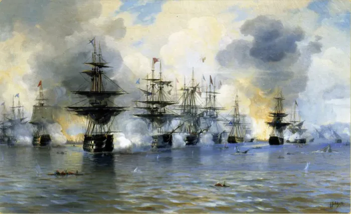 Framed Print : The Naval Battle of Navarino on 20 October 1827, 1888 Framed Print : The Naval Battle of Navarino on 20 October 1827, 1888