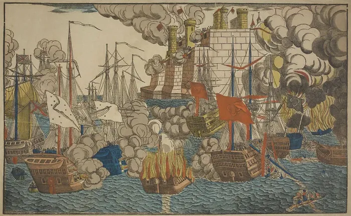 Framed Print : The Naval Battle of Navarino on 20 October 1827, 1828. Creator: Georgin, François (1801-1863) Framed Print : The Naval Battle of Navarino on 20 October 1827, 1828. Creator: Georgin, François (1801-1863)