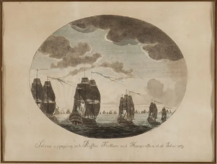 Framed Print : The naval Battle of Oland on 26 July 1789, c. 1790. Creator: Cumelin, Johan Petter (1764-1820) Framed Print : The naval Battle of Oland on 26 July 1789, c. 1790. Creator: Cumelin, Johan Petter (1764-1820)