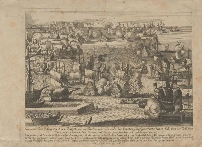 Framed Print : Naval battle between the Russian and Ottoman fleet on July 13, 1788, 1788 Framed Print : Naval battle between the Russian and Ottoman fleet on July 13, 1788, 1788