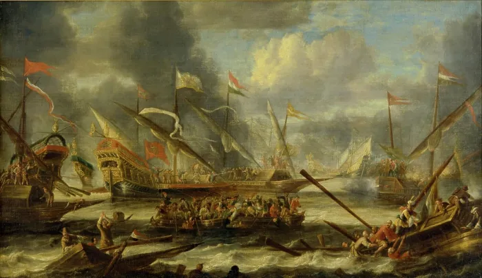 Framed Print : Naval Battle In Turbulent Waters, 1652. Creator: Peeters, Catharina (1615-after 1676) Framed Print : Naval Battle In Turbulent Waters, 1652. Creator: Peeters, Catharina (1615-after 1676)