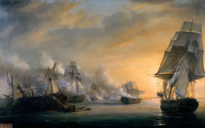 Framed Print : Naval Combat before Cadiz on July 13, 1801. Artist: Gilbert, Pierre-Julien (1783-1860) Framed Print : Naval Combat before Cadiz on July 13, 1801. Artist: Gilbert, Pierre-Julien (1783-1860)