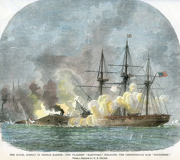 The naval combat in Mobile Harbour, Alabama, American Civil War, 5 August 1864