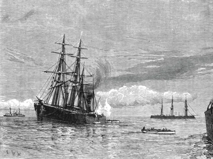 Framed Print : The Naval Manoeuvers; With the Hostile Fleet; HMS Iron Duke, Coaling in mid-Ocean, 1890. Creator: Unknown. The Naval Manoeuvers; With the Hostile Fleet; HMS Iron Duke, Coaling in mid-Ocean, 1890. Creator: Unknown Framed Print : The Naval Manoeuvers; With the Hostile Fleet; HMS Iron Duke, Coaling in mid-Ocean, 1890. Creator: Unknown. The Naval Manoeuvers; With the Hostile Fleet; HMS Iron Duke, Coaling in mid-Ocean, 1890. Creator: Unknown