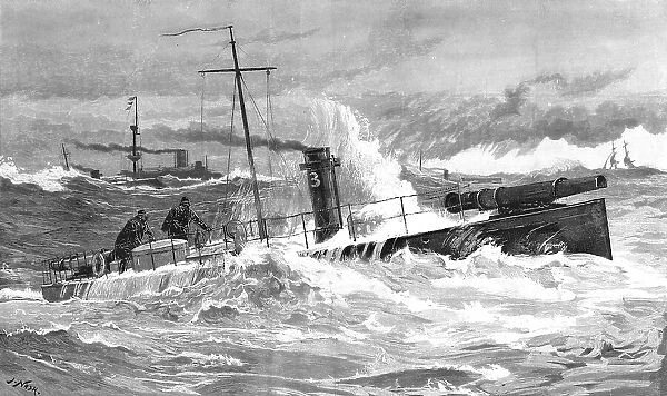 The Naval Manoeuvers; Torpedo Boats in a Gale, 1890. Creator: J Nash