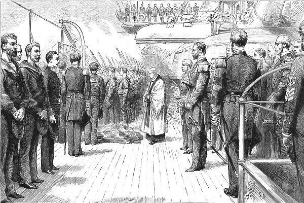 The Naval Manoeuvres - with the Northern Fleet; A Man-of-War Funeral at Sea, 1891. Creator: Unknown