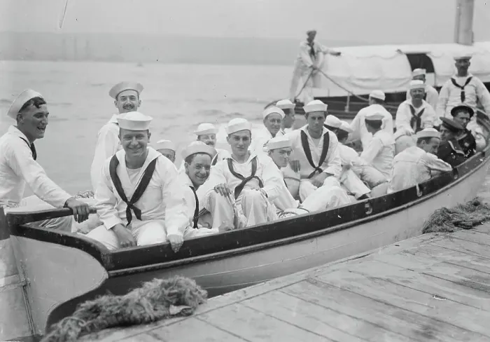 Framed Print : Naval Militia ready to embark, between c1910 and c1915. Creator: Bain News Service