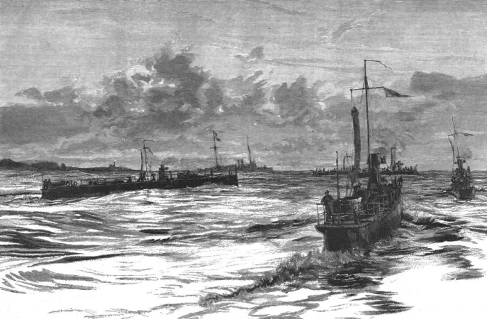 Framed Print : The Naval Mobilisation, The defence of Lough Swilly at night, 1888. Creator: Unknown Framed Print : The Naval Mobilisation, The defence of Lough Swilly at night, 1888. Creator: Unknown
