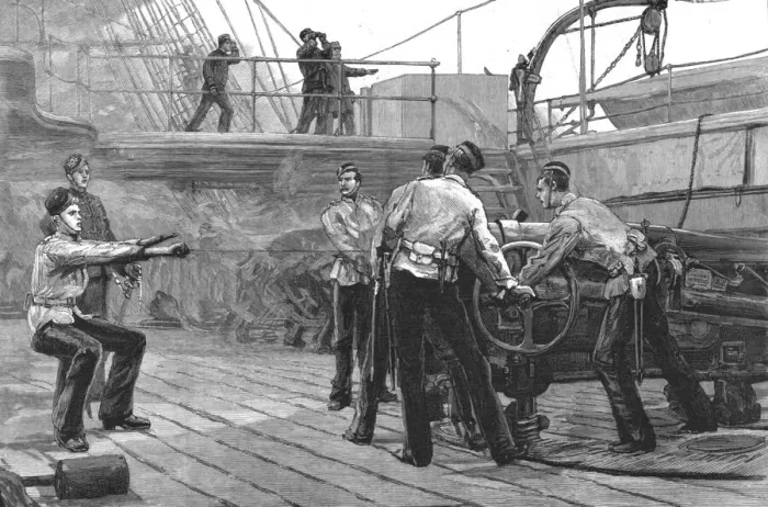 Framed Print : The Naval Mobilisation, In the thick of it, 1888. Creator: Unknown Framed Print : The Naval Mobilisation, In the thick of it, 1888. Creator: Unknown
