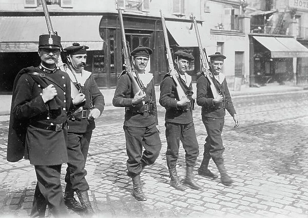 Naval recruits police, Paris, between c1914 and c1915. Creator: Bain News Service