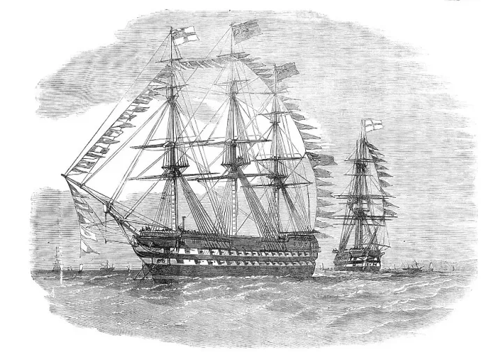Framed Print : The Naval Review: the Pivot-Ships Rodney and London - drawn by E. Weedon, 1856. Creator: Unknown. The Naval Review: the Pivot-Ships Rodney and London - drawn by E. Weedon, 1856. Creator: Unknown Framed Print : The Naval Review: the Pivot-Ships Rodney and London - drawn by E. Weedon, 1856. Creator: Unknown. The Naval Review: the Pivot-Ships Rodney and London - drawn by E. Weedon, 1856. Creator: Unknown