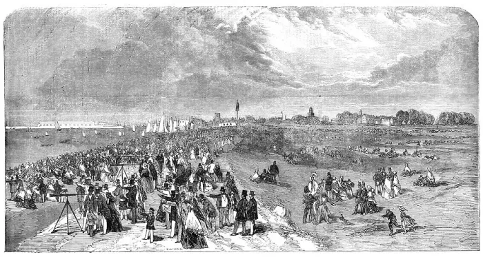 Framed Print : The Naval Review: Promenade on Southsea Common - sketched by S. Read, 1856. Creator: Edmund Evans