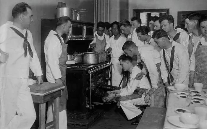 Framed Print : Naval student cooks, between c1915 and 1918. Creator: Bain News Service Framed Print : Naval student cooks, between c1915 and 1918. Creator: Bain News Service