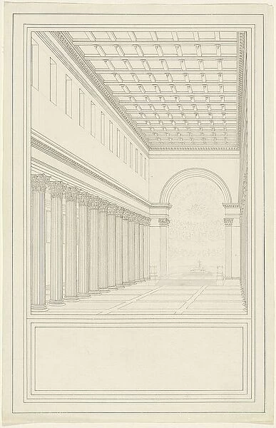 The Nave and Apse, without a Transept, of a Cathedral for Berlin, 1827 / 1828. Creator: Karl Friedrich Schinkel