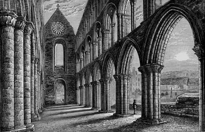 Framed Print : Nave Looking West, Jedburgh Abbey, c1880, (1897). Artist: Alexander Francis Lydon