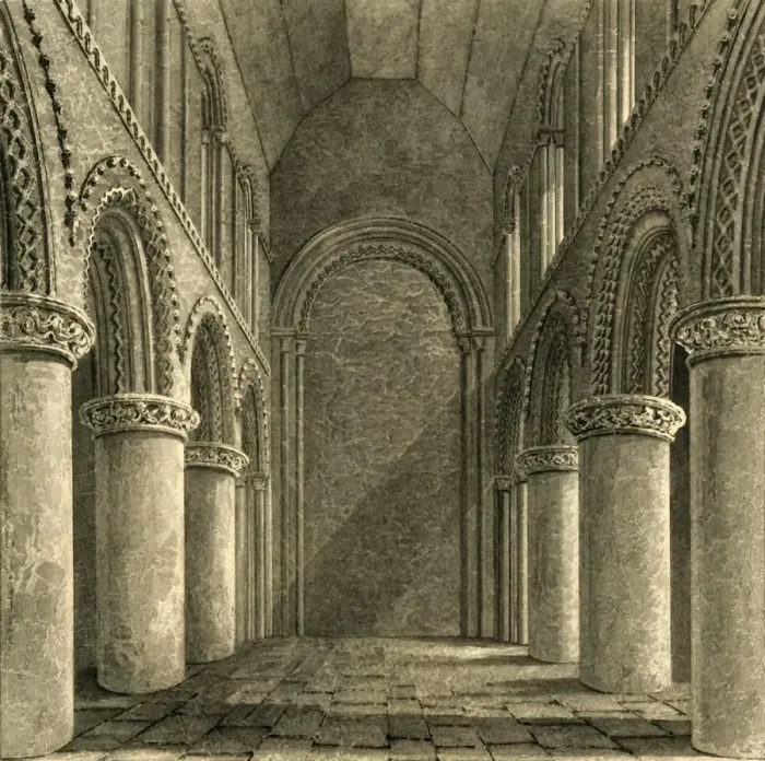 Framed Print : Nave of Steyning Church, 1835. Creator: Unknown Framed Print : Nave of Steyning Church, 1835. Creator: Unknown