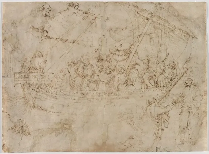 Framed Print : Navicella (recto) Two Drawings of Ships (verso), c. 1410s. Creator: Parri Spinelli (Italian Framed Print : Navicella (recto) Two Drawings of Ships (verso), c. 1410s. Creator: Parri Spinelli (Italian