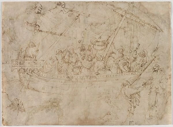 Navicella (recto) Two Drawings of Ships (verso), c. 1410s. Creator: Parri Spinelli (Italian