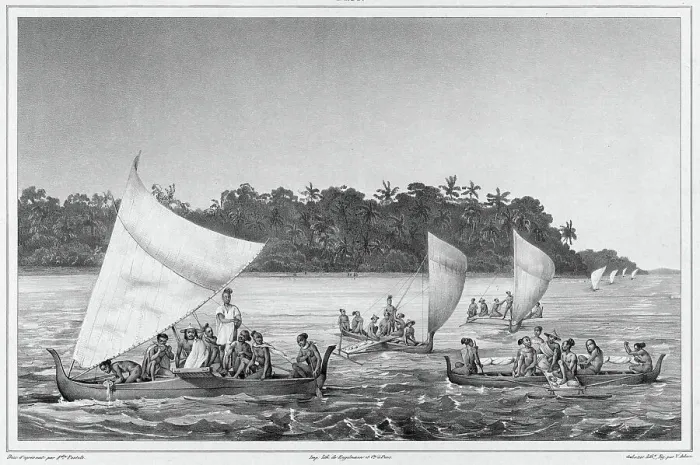 Framed Print : Navigation, Lower Caroline Islands, Lukunor Group, 19th century. Creators: Alexander Postels, Victor Adam Framed Print : Navigation, Lower Caroline Islands, Lukunor Group, 19th century. Creators: Alexander Postels, Victor Adam
