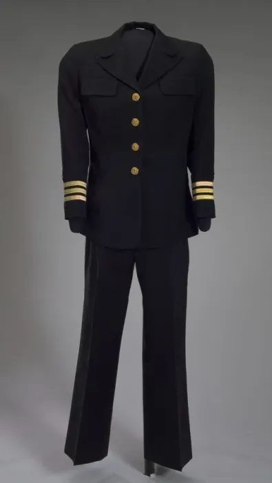 Framed Print : US Navy dress uniform jacket worn by Admiral Michelle Howard, 1999. Creator: Unknown