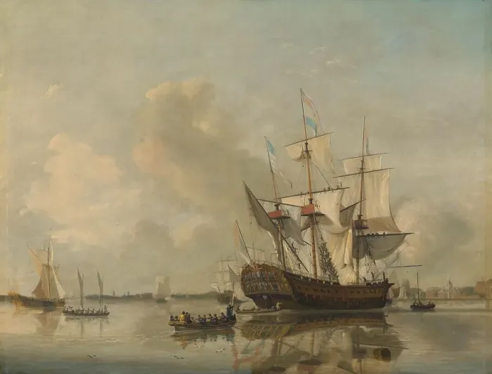 Framed Print : The Navy's Frigate Rotterdam on the Maas off Rotterdam, 1807. Creator: Nicolaus Baur Framed Print : The Navy's Frigate Rotterdam on the Maas off Rotterdam, 1807. Creator: Nicolaus Baur