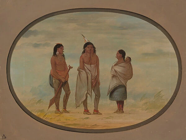 Nayas Indian Chief, His Wife, and a Warrior, 1855  /  1869. Creator: George Catlin