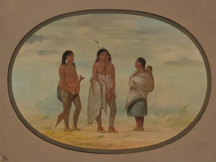 Framed Print : Nayas Indian Chief, His Wife, and a Warrior, 1855 / 1869. Creator: George Catlin Framed Print : Nayas Indian Chief, His Wife, and a Warrior, 1855 / 1869. Creator: George Catlin