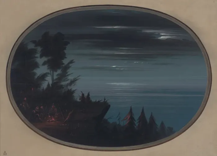 Framed Print : Nayas Village at Night, 1855 / 1869. Creator: George Catlin Framed Print : Nayas Village at Night, 1855 / 1869. Creator: George Catlin