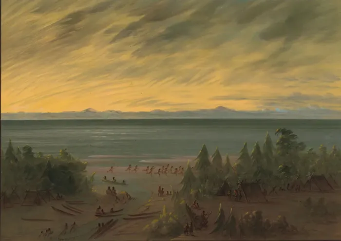 Framed Print : Nayas Village at Sunset, 1855 / 1869. Creator: George Catlin Framed Print : Nayas Village at Sunset, 1855 / 1869. Creator: George Catlin