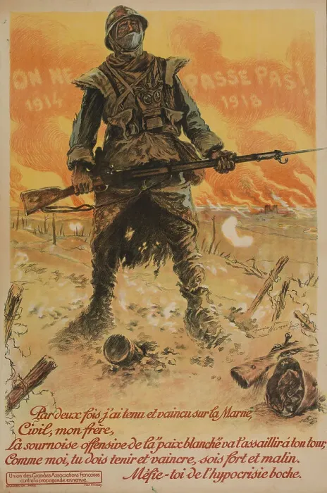 Framed Print : On ne passe pas, 1918. Creator: Neumont, Maurice (1868-1930) Framed Print : On ne passe pas, 1918. Creator: Neumont, Maurice (1868-1930)