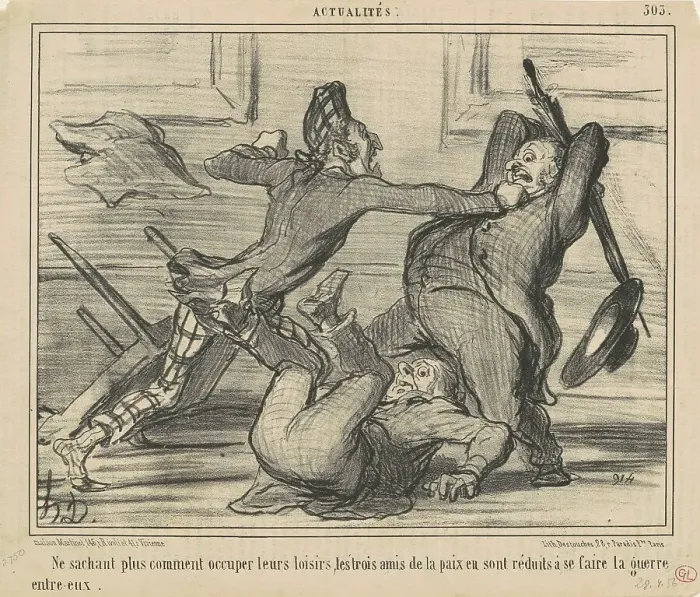 Framed Print : Ne sachant plus comment utiliser leurs loisirs... 19th century. Creator: Honore Daumier Framed Print : Ne sachant plus comment utiliser leurs loisirs... 19th century. Creator: Honore Daumier