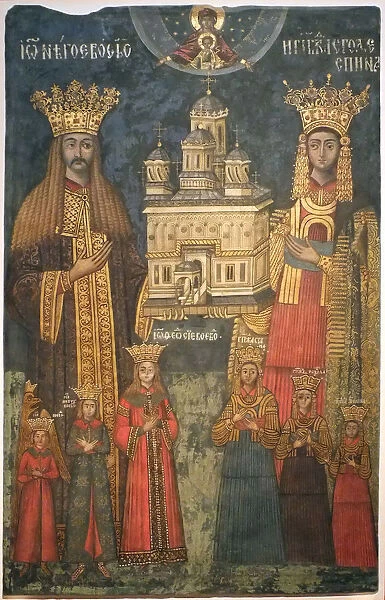Neagoe Basarab with his wife, Milica and children (From the Curtea de Arges Monastery)