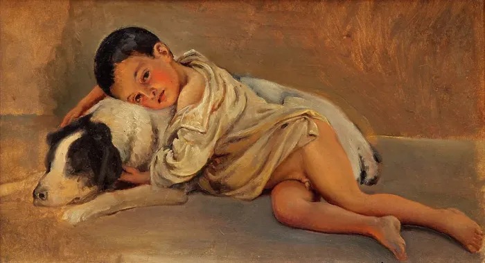 Framed Print : Neapolitan boy and dog. Study for The Neapolitan way of life, c1839. Creator: Wilhelm Marstrand Framed Print : Neapolitan boy and dog. Study for The Neapolitan way of life, c1839. Creator: Wilhelm Marstrand