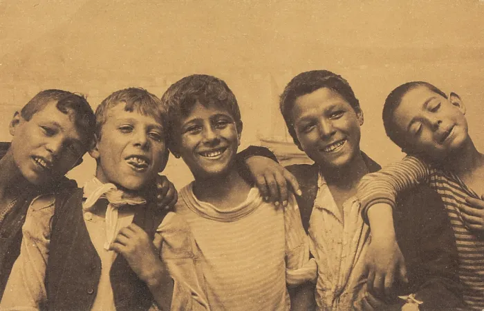 Framed Print : Neapolitan boys posing in a line, c1900s. Creator: Unknown Framed Print : Neapolitan boys posing in a line, c1900s. Creator: Unknown
