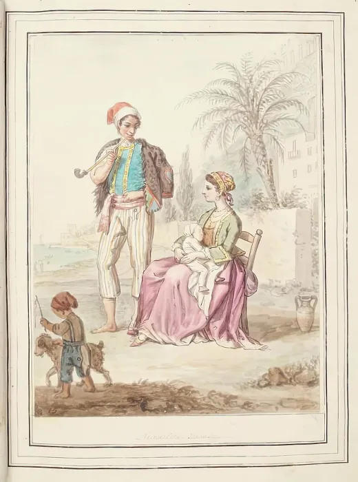 Framed Print : Neapolitan Family, leaf from A Collection of Dresses by David Allan Mostly from Nature, 1776 Framed Print : Neapolitan Family, leaf from A Collection of Dresses by David Allan Mostly from Nature, 1776